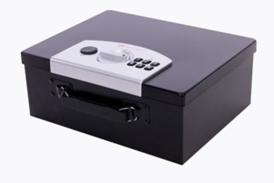 First Alert Fire Retardant, Security Cash Box, Digital Electronic Lock and Override Key, Made From Powder Coated Steel.