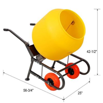 Image showing 9 th TMB 6 cu. ft., 170L Portable Electric Poly Drum Concrete Mixer, 115V/60HZ