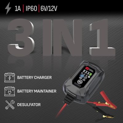 Image showing  Rugged 1 Amps Car Battery Charger and Maintainer, 3 in 1 Solution