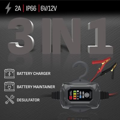 Image showing  Rugged 2 Amps Car Battery Charger and Maintainer, 3 in 1 Solution