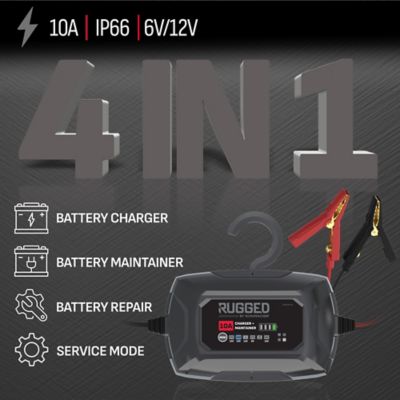 Image showing  Rugged 10 Amps Car Battery Charger and Maintainer, 3 in 1 Solution