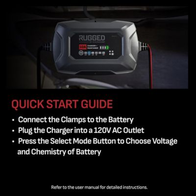 Image showing  Rugged 10 Amps Car Battery Charger and Maintainer, 3 in 1 Solution