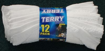 Swobbit White Terry Cotton Cleaning Towel, 12 pk., SW56106