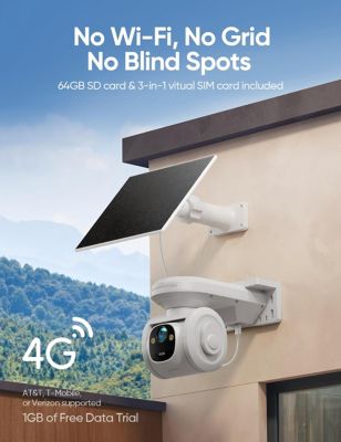 Image showing 2 th Cinmoore 4G Cellular Pan and Tilt Camera with Solar Panel with 1 Year 12GB Data