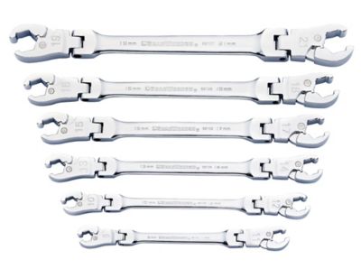 GEARWRENCH 6 pc. Ratcheting Flex Head Flare Nut Metric Wrench Set