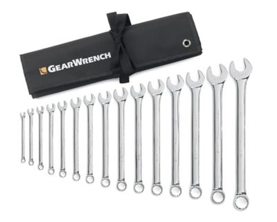 GEARWRENCH 15 pc. 12 pt. Long Pattern Combination SAE Wrench Set with Tool Roll