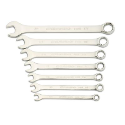 GEARWRENCH 7 pc. 12 pt. Long Pattern Combination SAE Wrench Set with Tool Roll