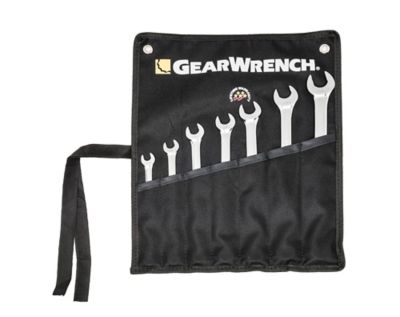 Image showing  7 pc. 12 pt. Long Pattern Combination SAE Wrench Set with Tool Roll