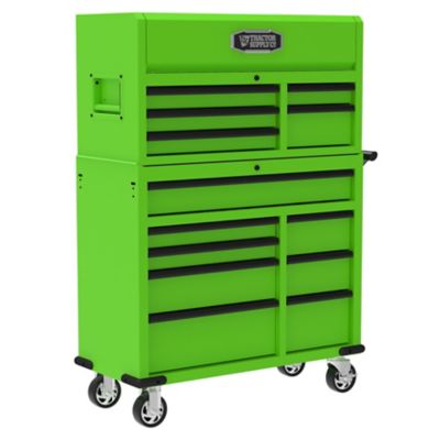 Tractor Supply 42 in. 13-Drawer Tool Chest and Cabinet Combo, Neon Green