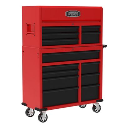Tractor Supply 42 in. 13-Drawer Tool Chest and Cabinet Combo, Red/Black