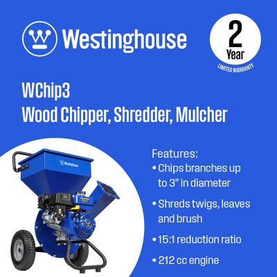 Image showing  3 in. Diameter 3 in 1 212cc Gas Powered Wood Chipper Shredder Mulcher with Collection Bag
