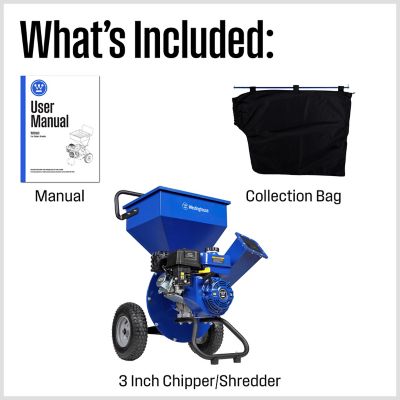 Image showing  3 in. Diameter 3 in 1 212cc Gas Powered Wood Chipper Shredder Mulcher with Collection Bag