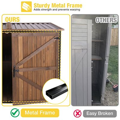 Image showing 2 th Aivituvin Wooden Garden Storage Shed Strong Metal Frame