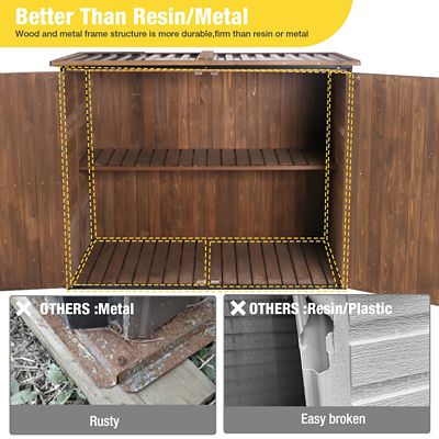 Image showing 4 th Aivituvin Wooden Garden Storage Shed Strong Metal Frame