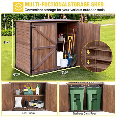 Image showing 5 th Aivituvin Wooden Garden Storage Shed Strong Metal Frame