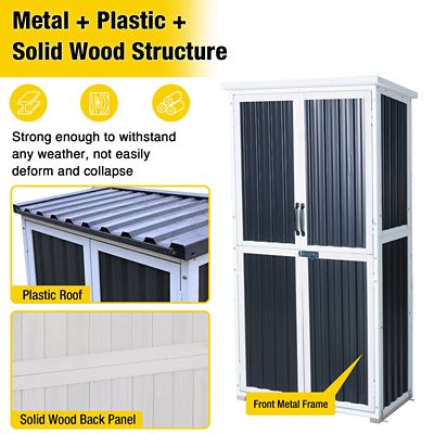 Image showing  Outdoor Plastic Garden Storage Shed Metal Frame
