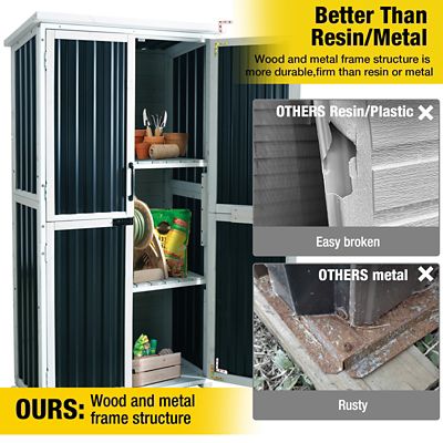 Image showing  Outdoor Plastic Garden Storage Shed Metal Frame