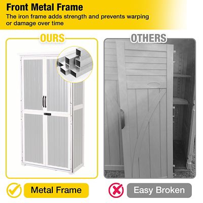 Image showing  Outdoor Plastic Garden Storage Shed Metal Frame