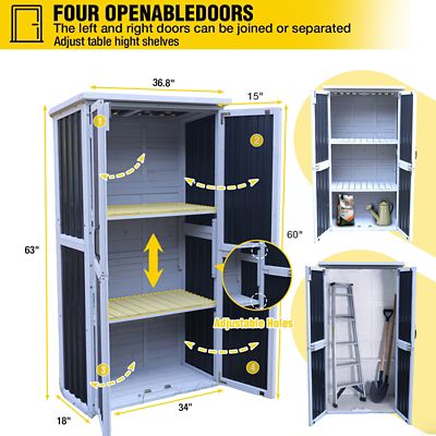 Image showing 5 th Aivituvin Outdoor Plastic Garden Storage Shed Metal Frame
