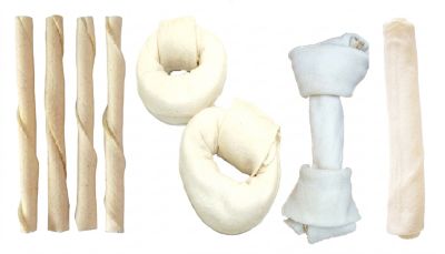 Canine Chews Natural Rawhide Variety Pack in Plastic Stocking, 9 pc.
