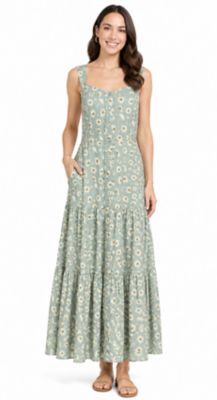 long pretty dresses A-Line Lace Prom Dress, V-Neck Evening Dress with Pockets Color:Cherry Blossom Print Delicate box package or YGroup_AW-DR-11365 Kristin Cotton Button Down