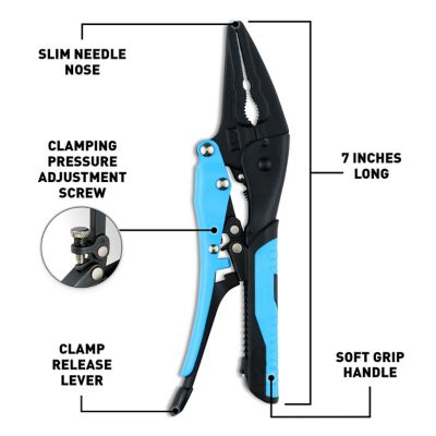 Image showing  Auto Adjust 7-Inch Needle Nose Pliers, Gripped