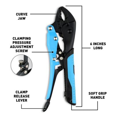 Image showing  Auto Adjust 6-Inch Curve Jaw Pliers, Gripped