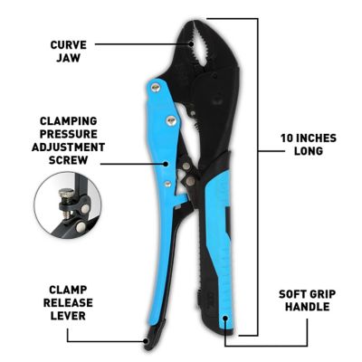 Image showing  Auto Adjust 10-Inch Curve Jaw Pliers, Gripped