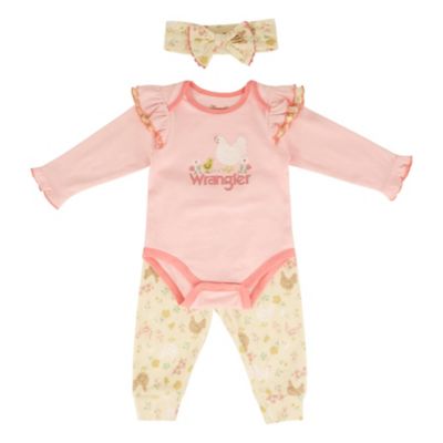 Wrangler Girls' Chicken Jogger Set with Headband, 3 pc.