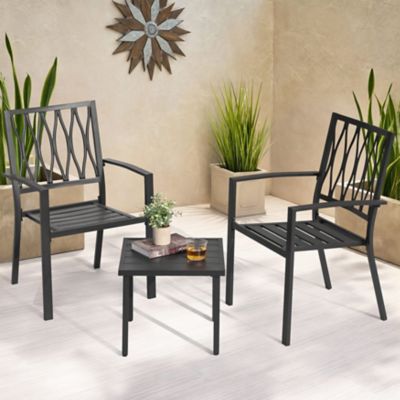 Nuu Garden 3 pc. Patio Metal Bistro Set, Stackable Design, Powder Coating