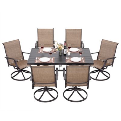 Nuu Garden Outdoor 7 pc. Dining Set, Textilene, Powder-coated Iron Frame