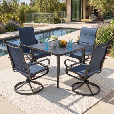 Nuu Garden 5 pc. Outdoor Dining Set with Textilene Chairs and Slat Top Table