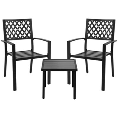 Nuu Garden 3 pc. Patio Bistro Set with Stackable Chairs, Powder-Coated Frame