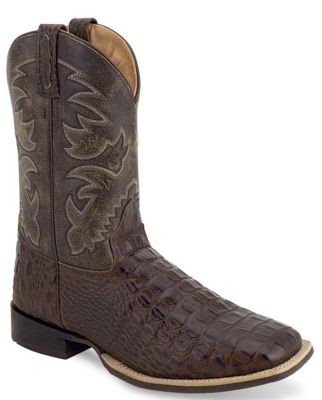 Dark Brown Faux Horn Back Gator Print Foot