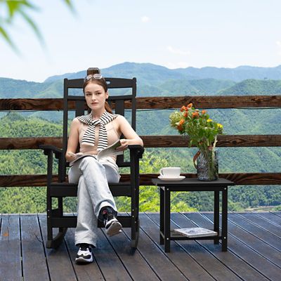 Image showing  Adirondack Square Side Table - 18.4 in. HDPE Outdoor End Table - Weatherproof, Rustproof & Low Maintenance