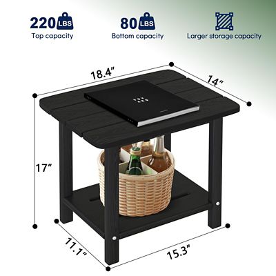 Image showing  Adirondack Square Side Table - 18.4 in. HDPE Outdoor End Table - Weatherproof, Rustproof & Low Maintenance