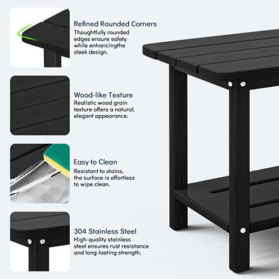 Image showing  Adirondack Square Side Table - 18.4 in. HDPE Outdoor End Table - Weatherproof, Rustproof & Low Maintenance