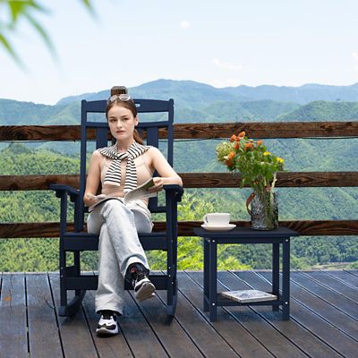 Image showing  Adirondack Square Side Table - 18.4 in. HDPE Outdoor End Table - Weatherproof, Rustproof & Low Maintenance