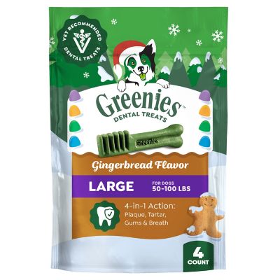 Greenies Limited-Edition Adult Dental Dog Treats Large Size, Gingerbread Flavor, 6 oz.