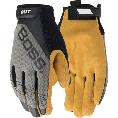 Boss Premium Pigskin Leather Palm Cut Resistant Work Glove with Mesh Fabric Back