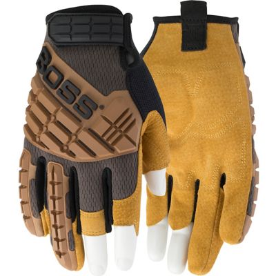 Boss Premium Pigskin Padded Leather Palm Framer Gloves with Mesh Fabric Back