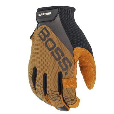 Image showing  Premium Pigskin Leather Palm Work Gloves with Mesh Fabric Back