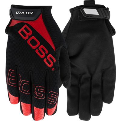 Boss Synthetic Microfiber Palm Work Gloves with Mesh Fabric Back
