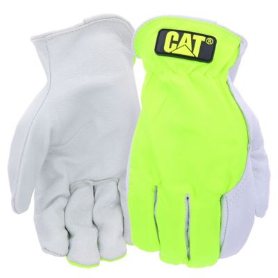 CAT High Visibility Pigskin Leather Work Gloves