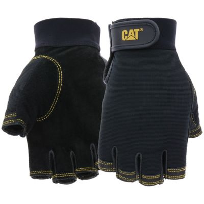 CAT Half Finger Reversed Pigskin Work Gloves