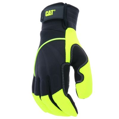 Image showing 2 th CAT Synthetic Leather Padded Palm Utility Work Gloves with Adjustable Wrist