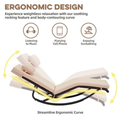 Image showing  Outdoor Lounge Set 3, Chaise with Table & Adjustable Headrest, Easy Assembly, PE Rattan Steel, Pool Patio Porch Gray