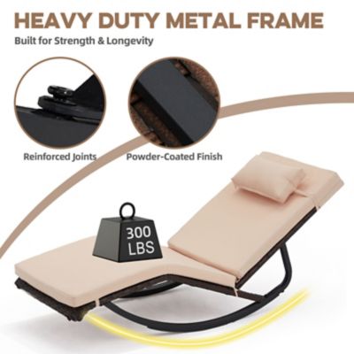 Image showing  Outdoor Lounge Set 3, Chaise with Table & Adjustable Headrest, Easy Assembly, PE Rattan Steel, Pool Patio Porch Gray