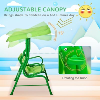 Image showing  Kids Porch Swing with Adjustable Sun Canopy & Seatbelts, Outdoor Hanging Chair Gift for Ages 3-6