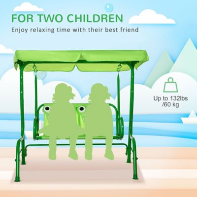 Image showing  Kids Porch Swing with Adjustable Sun Canopy & Seatbelts, Outdoor Hanging Chair Gift for Ages 3-6